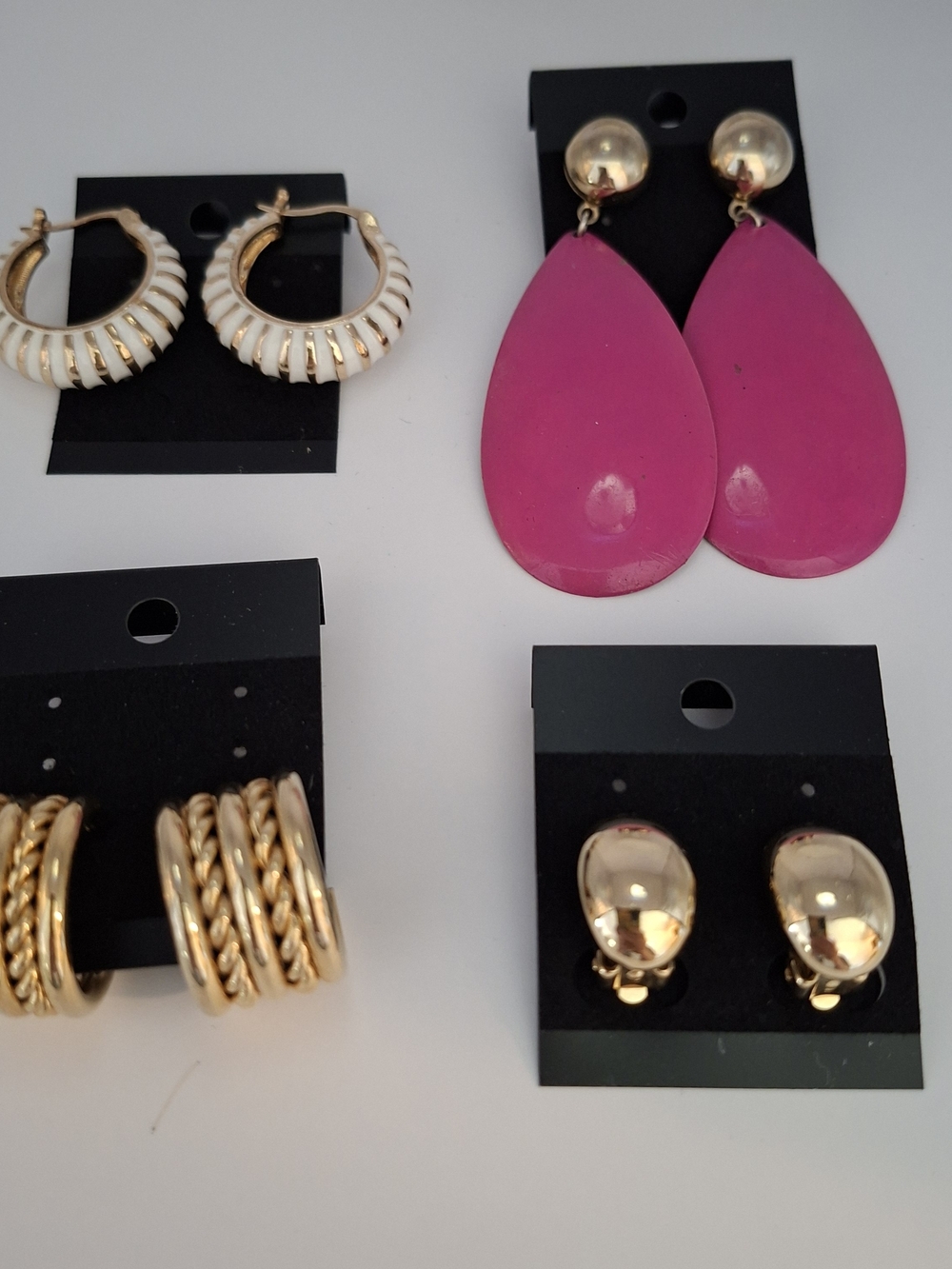 4 Pair Of Earrings. Vintage And Contemporary. 3 Pierced And 1 Clip On
